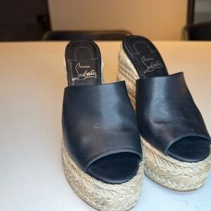 Christian Louboutin Black Espadrille Wedges
